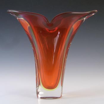 (image for) Murano Vintage Red & Uranium Yellow Sommerso Glass Vase