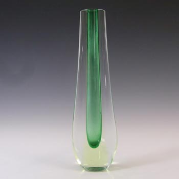 Galliano Ferro Murano Sommerso Green & Uranium Glass Stem Vase