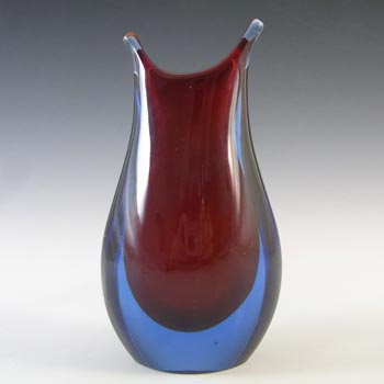 Murano/Venetian Red & Blue Sommerso Vintage Glass Vase