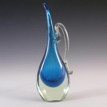 Murano Blue & Uranium Green Sommerso Glass Jug/Vase