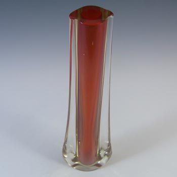 Galliano Ferro Murano Sommerso Red & Uranium Glass Stem Vase