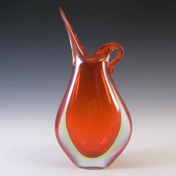 Murano/Venetian Red & Uranium Yellow Sommerso Glass Vase