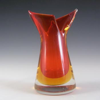 Murano/Venetian Red & Amber Sommerso Glass Beak Vase