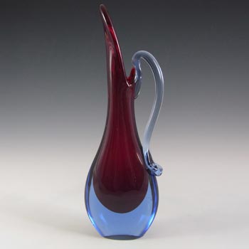 Murano/Venetian Red & Blue Sommerso Glass Jug/Vase
