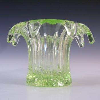 Sowerby Art Deco 1930's Uranium Green Glass 'Iris' Bowl
