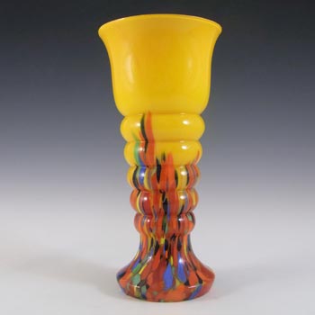 Czech / Bohemian Art Deco Yellow Spatter Glass Vase
