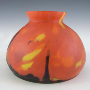 Rückl Czech Red, Yellow & Black "Fire" Spatter Glass Vase