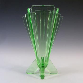 Stölzle #19249 Czech Art Deco Uranium Green Glass Vase
