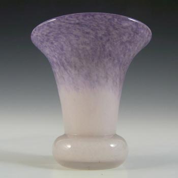 SIGNED Vasart Pink & Purple Mottled Glass Vase V022