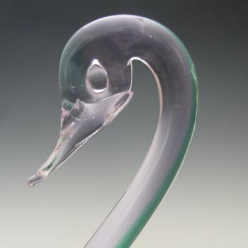 Murano Green & Lilac / Blue Neodymium Sommerso Glass Swan Figurine