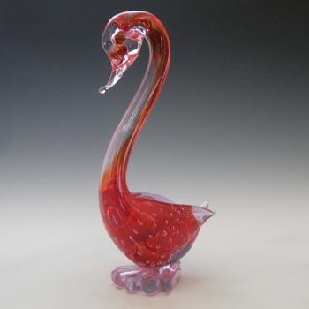 Murano Red & Lilac / Blue Neodymium Sommerso Glass Swan Figurine