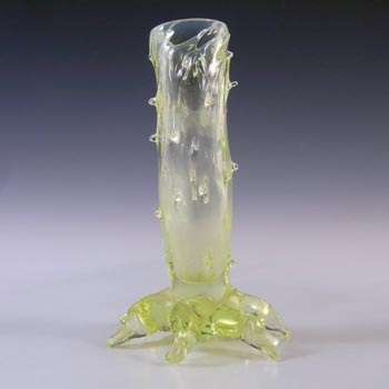 John Walsh Victorian Vaseline/Uranium 1900's Glass Thorn Vase