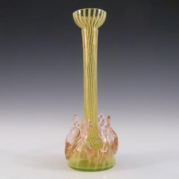 Welz Victorian Czech Uranium Opalescent Striped Glass Vase