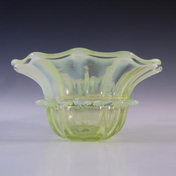 Victorian Antique Vaseline/Uranium Opalescent Yellow Glass Bowl