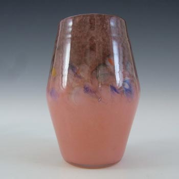 Vasart or Strathearn Pink & Grey Mottled Glass Vase V017
