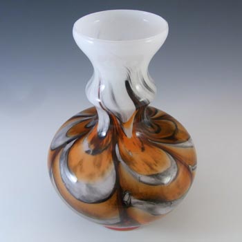 V.B. Opaline Florence Empoli Retro Orange & Black Glass Vase