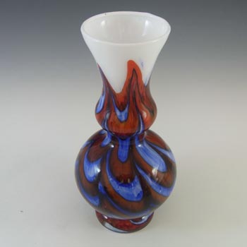 V.B. Opaline Florence Empoli Marbled Orange & Blue Glass Vase
