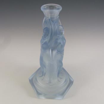 Walther & Söhne Art Deco Blue Glass Three Graces Candlestick