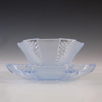 Walther & Söhne Art Deco Blue Glass 'Athene' Bowl & Plate