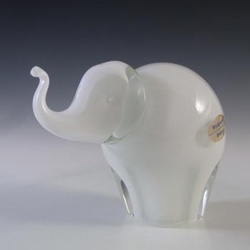 MARKED Wedgwood Vintage White Glass Elephant RSW405