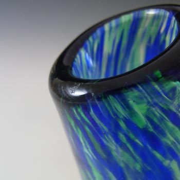 MARKED Wedgwood/Stennett-Willson Blue & Green Speckled Glass Vase