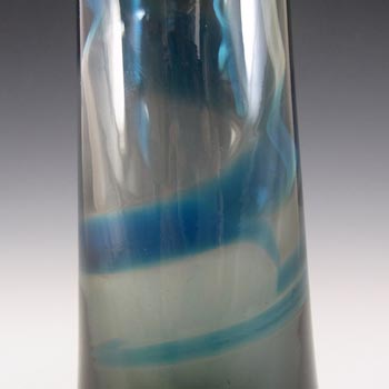 Whitefriars #9707 Baxter Pewter & Kingfisher Ribbon Trail Vase 8.5"