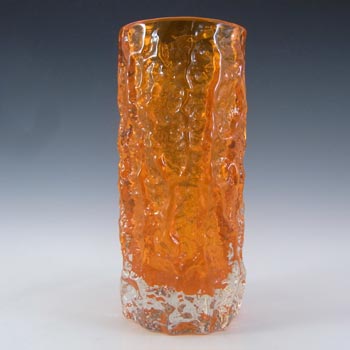 Whitefriars #9690 Baxter 7.5" Tangerine Glass Textured Bark Vase