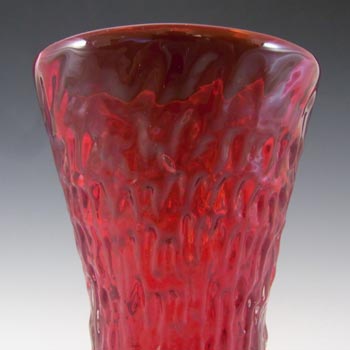 Whitefriars #9836 Baxter Ruby Red Textured Glass Hourglass Vase