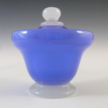 Stevens + Williams Stourbridge Alabaster Blue Glass Pot / Bowl