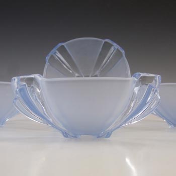Stölzle Set of 4 x Czech Art Deco Blue Glass Bowls #19250
