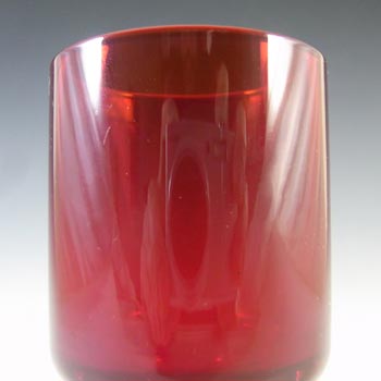 LABELLED Alsterfors Vintage Scandinavian Red Cased Glass Vase