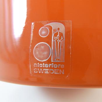 SIGNED Alsterfors/Per Ström Orange Hooped Cased Glass Vase