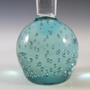 Scandinavian Blue Glass Stem Vase with Bubble Base