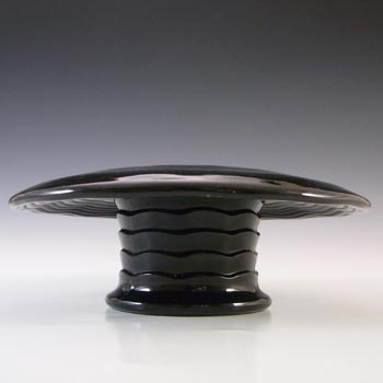 Bagley #3010 Art Deco Jetique Black Glass \'Elf\' Posy Bowl