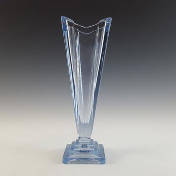 Bagley #1333 Art Deco 9.5" Vintage Blue Glass 'Wyndham' Vase