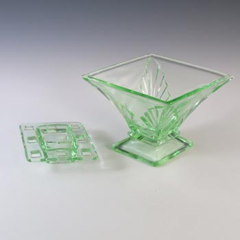 Bagley #3180 Art Deco Vintage Green Glass 'Spinette' Vase