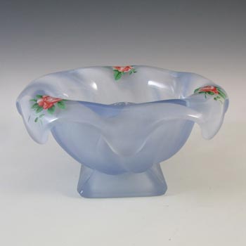 Bagley #3061 Art Deco Frosted Blue Glass 'Equinox' Posy Bowl
