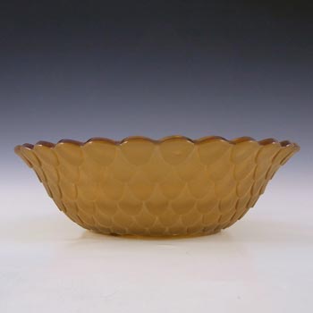 Bagley Art Deco Frosted Amber Glass 'Fish Scales' Bowl #3067