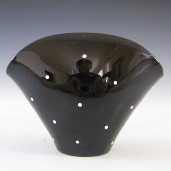 Bagley 1930\'s Art Deco Polkadot Black Glass \'Fantail\' Posy Vase