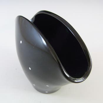 Bagley 1930's Art Deco Polkadot Black Glass 'Fantail' Posy Vase