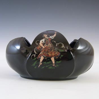 Bagley #3169 Art Deco Black Glass 'Tulip' Posy Bowl