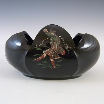 Bagley #3169 Art Deco Black Glass 'Tulip' Posy Bowl