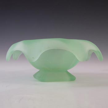 Bagley #3061 Art Deco Frosted Green Glass 'Equinox' Posy Bowl