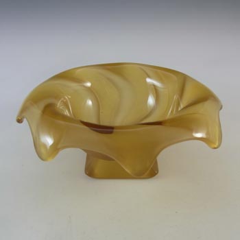 Bagley #3061 Art Deco Frosted Amber Glass 'Equinox' Posy Bowl