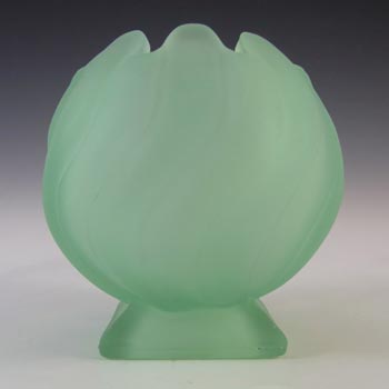 Bagley #3061 Art Deco Frosted Green Glass 'Equinox' Posy Vase