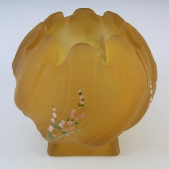 Bagley #3061 Pair of Art Deco Amber Glass 'Equinox' Posy Vases