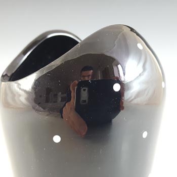 Bagley #3206 Art Deco Polkadot Black Glass 'Ocean' Posy Vase