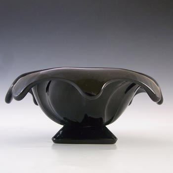 Bagley #3061 Art Deco Jetique Black Glass \'Equinox\' Posy Bowl