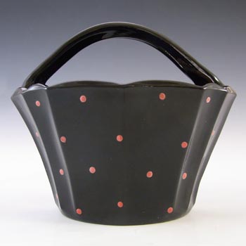 Bagley Art Deco Polkadot Black Glass \'Pattern 3193\' Wall Vase
