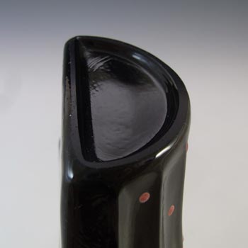 Bagley Art Deco Polkadot Black Glass 'Pattern 3193' Wall Vase